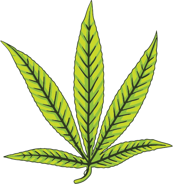 illustration of nitrogen deficiency in cannabis leaf