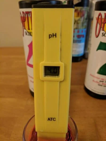 pH pen adjusted to pH of 4