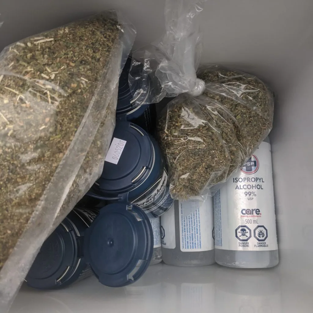 Frozen cannabis and alcohol for making RSO