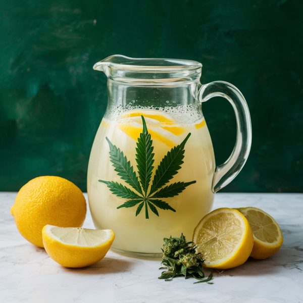 cannabis lemonade in pitcher